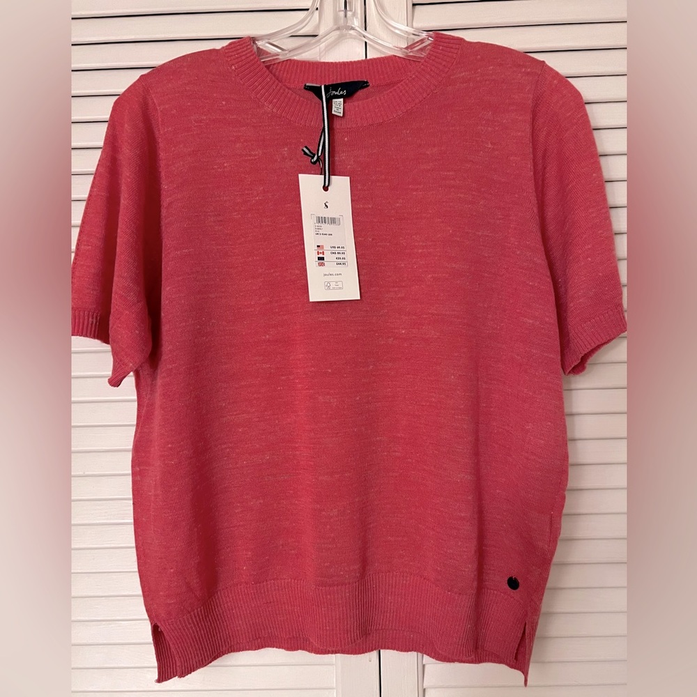 NWT Joules knit short sleeve sweater. Beautiful “magenta/raspberry” color.